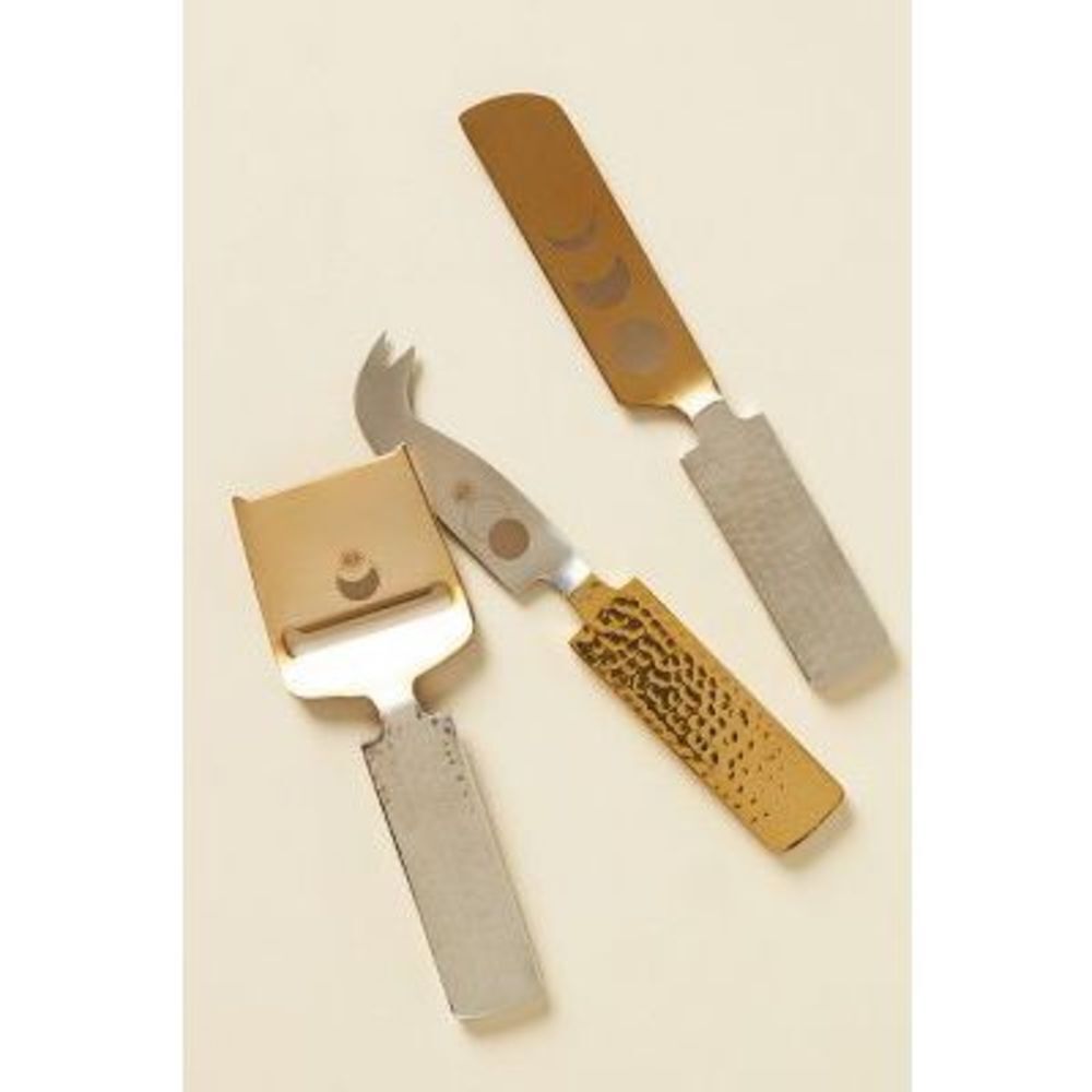 Anthropologie May We Present Cheese Knife Set Stainless Steel 3-Piece , NWT